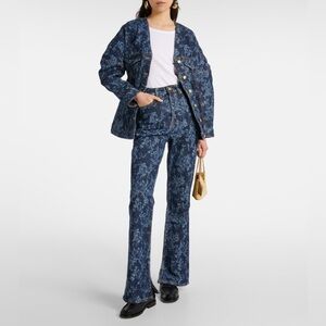 Ganni Floral Print Boot Cut Jeans Size 28